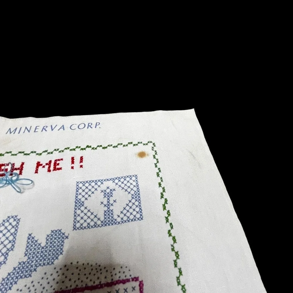 Unfinished Cross Stitch Fabric Pattern Bathroom Grannycore 